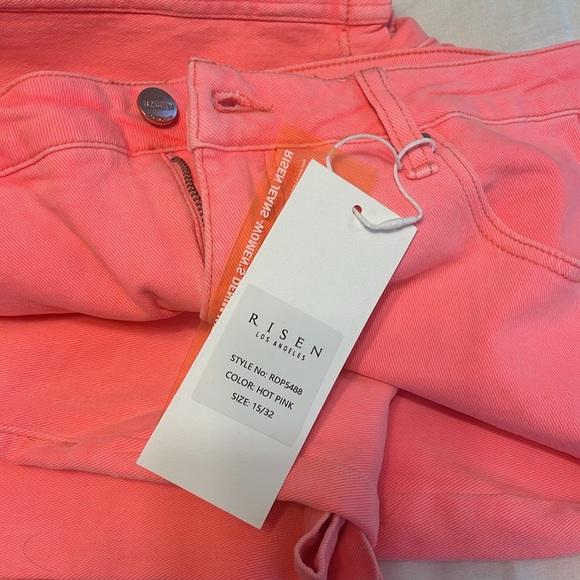 NWT Risen High Rise Hot Neon Pink/ Orange Non Distressed Cargo - Picture 7 of 8